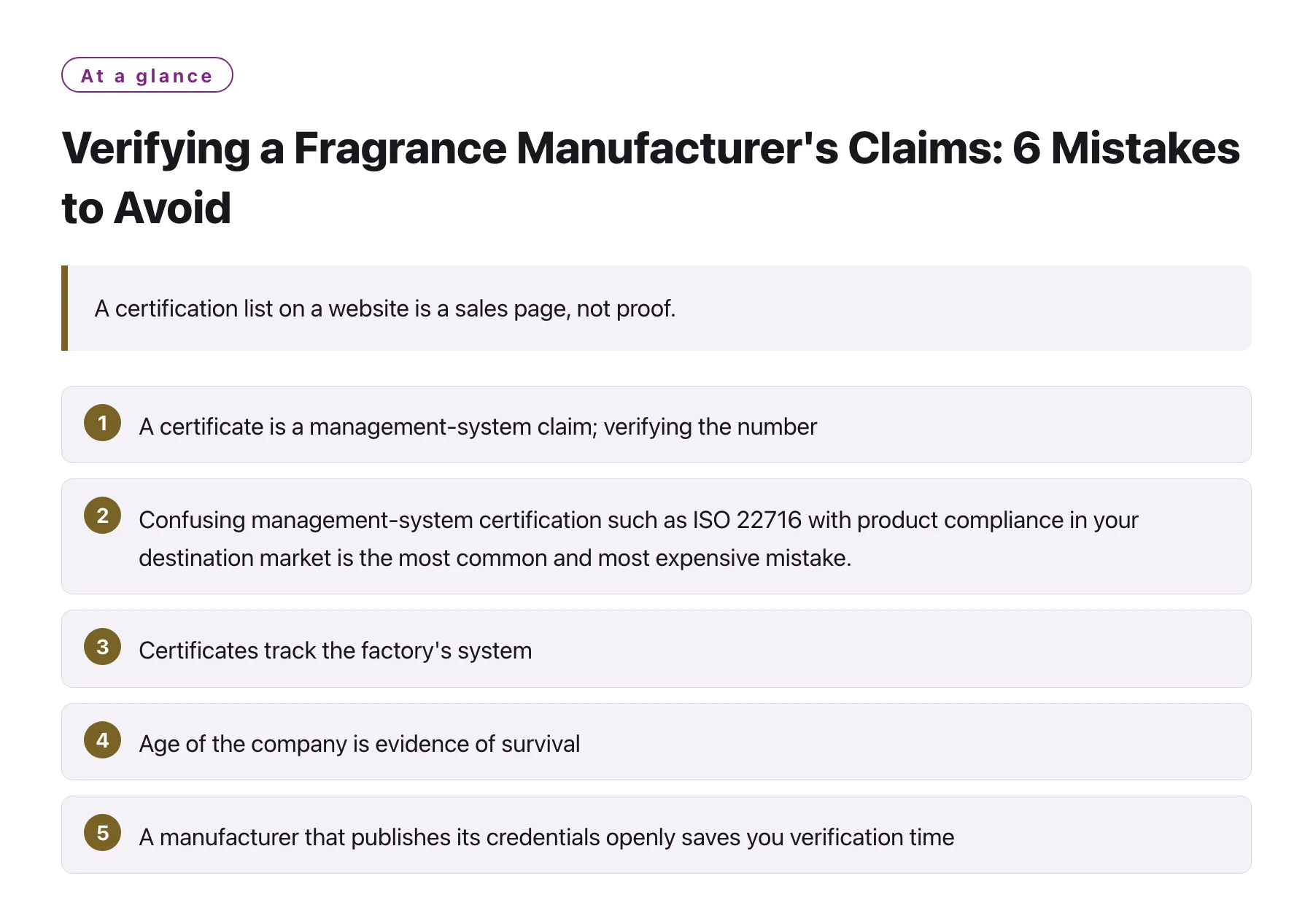 Verifying a Fragrance Manufacturer's Claims: 6 Mistakes to Avoid——全文要点速览